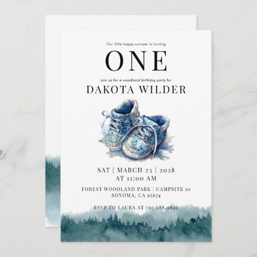 Happy Camper 1e verjaardagsfeestje Kaart (Voorkant / Achterkant)