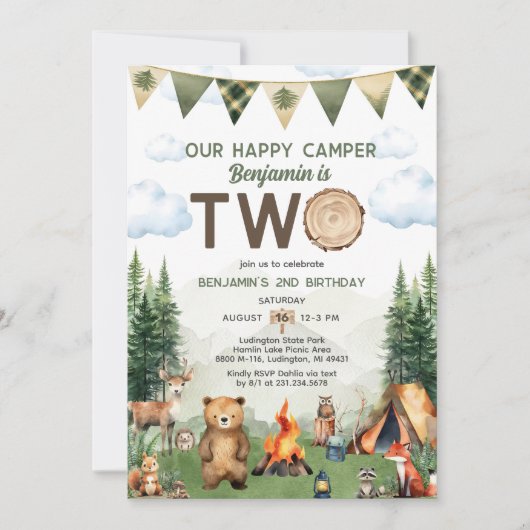 Happy Camper 2e verjaardag Kaart (Voorkant)