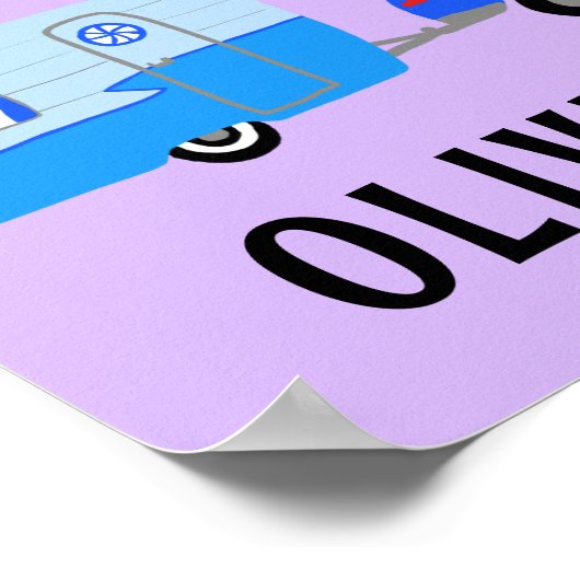 HAPPY CAMPER AANGEPASTE BABY NAAM Campervan RV Van Poster (Hoek)