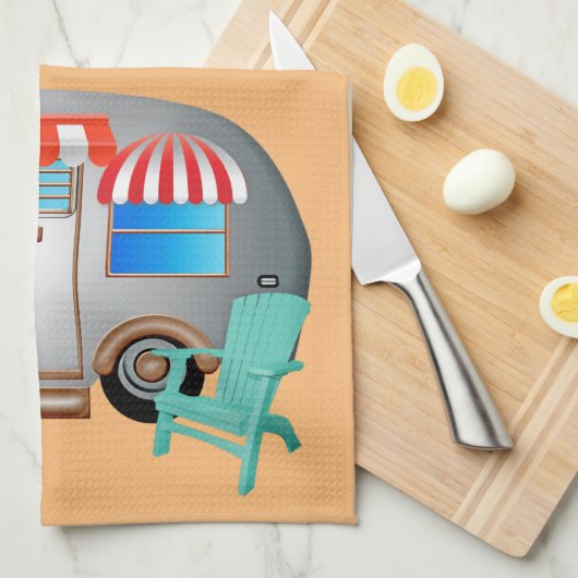 Happy Camper-achtergrond Theedoek (Quarter Fold)