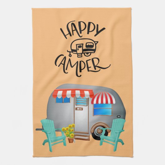 Happy Camper-achtergrond Theedoek (Verticaal)