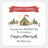 Happy Camper Adventure Birthday Vierkante Sticker (Voorkant)