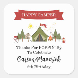 Happy Camper Adventure Birthday Vierkante Sticker