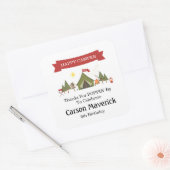 Happy Camper Adventure Birthday Vierkante Sticker (Envelop)