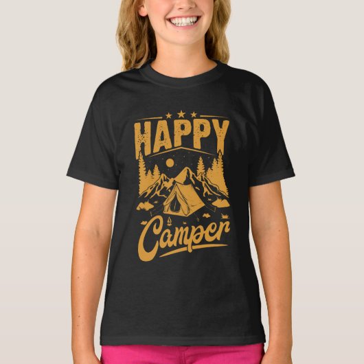 Happy Camper Adventure voor outdoorliefhebbers T-shirt (Voorkant)