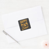 Happy Camper Adventure voor outdoorliefhebbers Vierkante Sticker (Envelop)