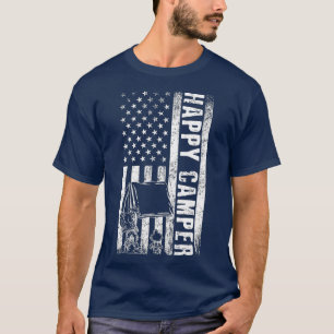 Happy Camper American Flag Camping Mannen, vrouwen T-shirt