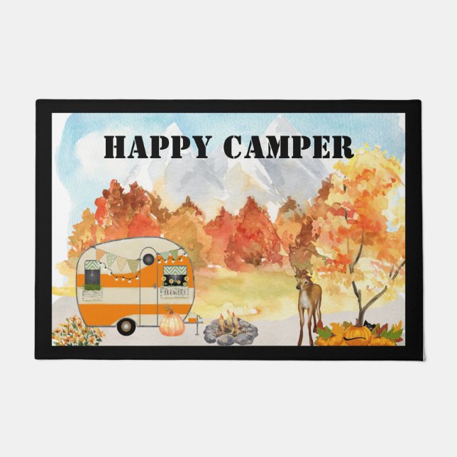 Happy Camper Autumn door deur Mat (Voorkant)