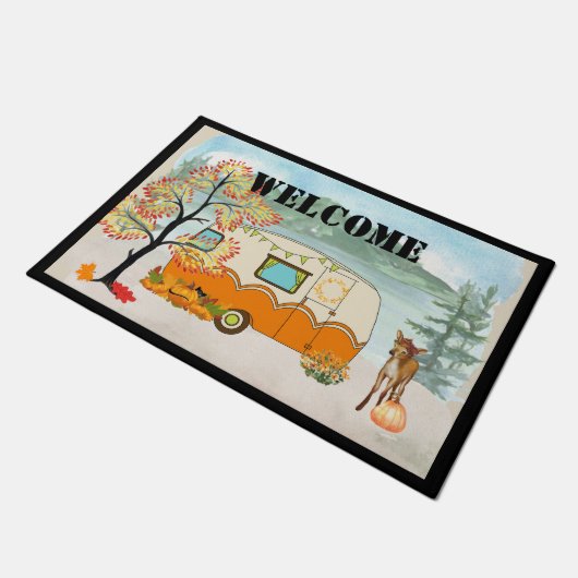 Happy Camper Autumn door deur Mat (Schuin)