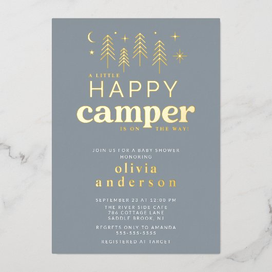 Happy Camper Baby shower Uitnodiging (Voorkant)