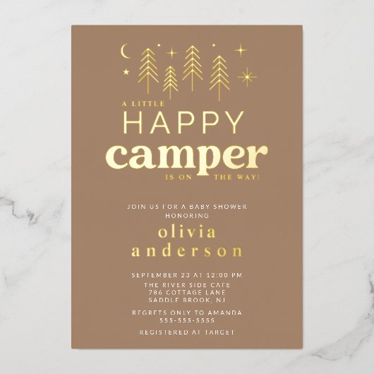 Happy Camper Baby shower Uitnodiging (Voorkant)