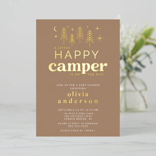 Happy Camper Baby shower Uitnodiging (Staand Voorkant)