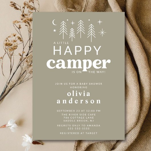 Happy Camper Baby shower Uitnodiging