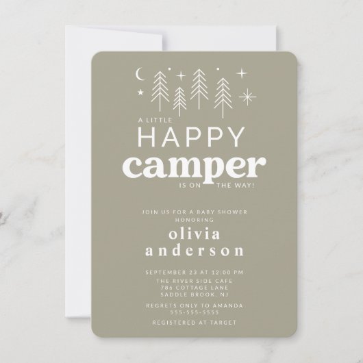 Happy Camper Baby shower Uitnodiging (Voorkant)
