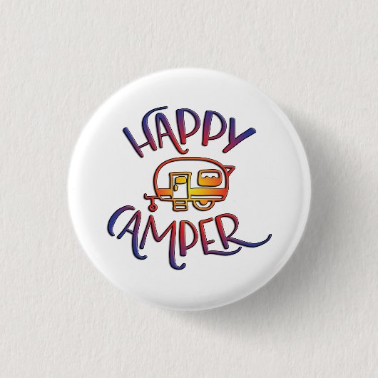 Happy Camper Badge Ronde Button 3,2 Cm (Voorkant)