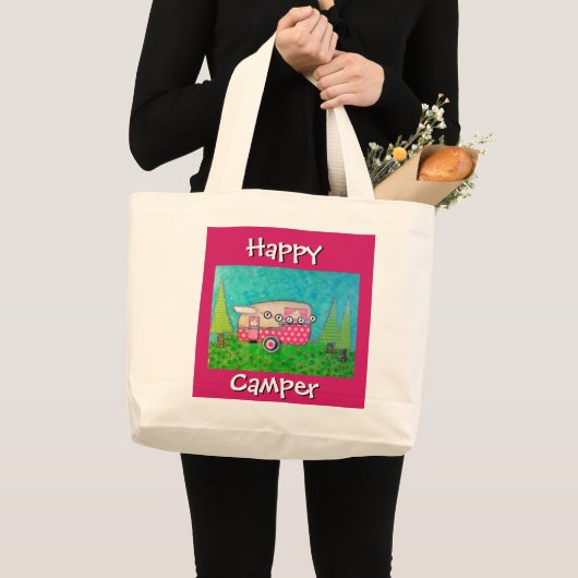 Happy Camper Bag, Roze Camper, Camper Tas (Voorkant (product))