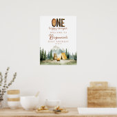 Happy Camper Bear 1st Birthday Welcome Sign Poster (Keuken)