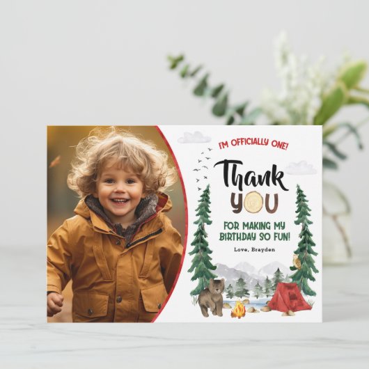 Happy Camper bedankje Kaart (Staand voorkant)