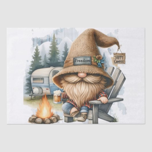 Happy Camper Beer Drink Gnome Tissuepapier (Voorkant)