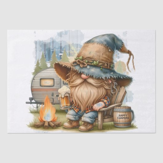 Happy Camper Beer Drink Gnome Tissuepapier (Voorkant)