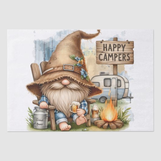 Happy Camper Beer Drink Gnome Tissuepapier (Voorkant)