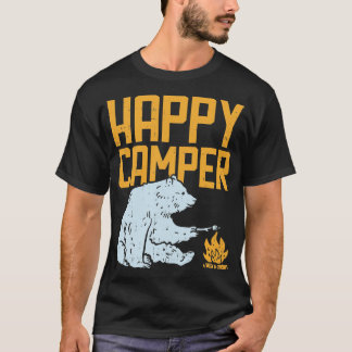 Happy Camper Beer Vacation Hiking Camp Campfire Ca T-shirt