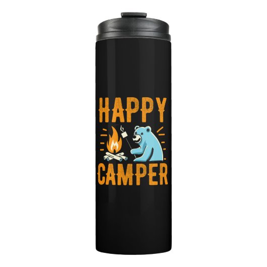 Happy Camper Beer - Vakantie wandelen Campfire Cam Thermosbeker (Voorkant)