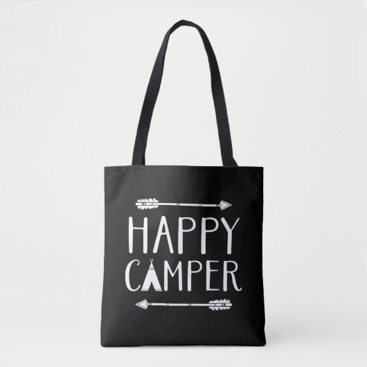 Happy Camper | bewerkbare kleur Tote Bag (Voorkant)