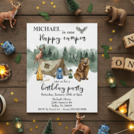Happy Camper Birthday Forest Beer Invitation
