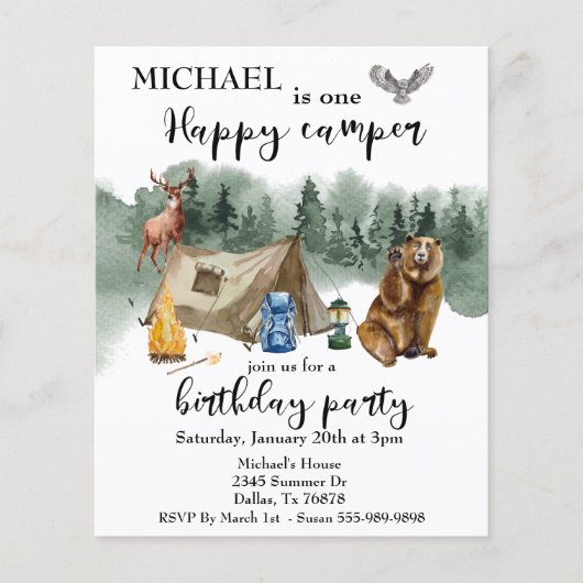 Happy Camper Birthday Forest Beer Invitation (Voorkant)
