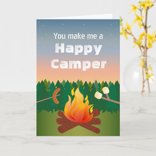 Happy Camper Birthday Kaart (Gele Bloem)