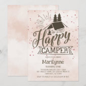 Happy Camper Boho Birthday Uitnodiging (Voorkant / Achterkant)