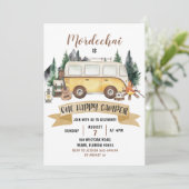 Happy Camper Boy Eerste Verjaardag Uitnodiging (Staand voorkant)