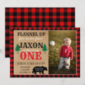 Happy Camper Boy Foto van Birthday Party Invitatio Kaart (Voorkant / Achterkant)