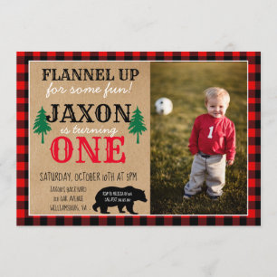 Happy Camper Boy Foto van Birthday Party Invitatio Kaart