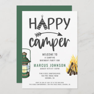 Happy Camper Boy's Birthday Party Kaart