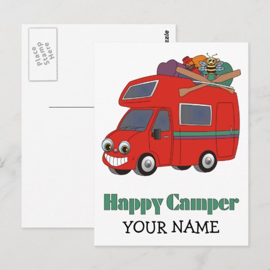 Happy Camper Briefkaart (Voorkant / Achterkant)