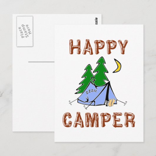 HAPPY CAMPER BRIEFKAART (Voorkant / Achterkant)