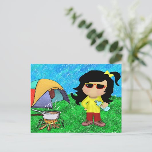 Happy Camper Briefkaart (Staand voorkant)