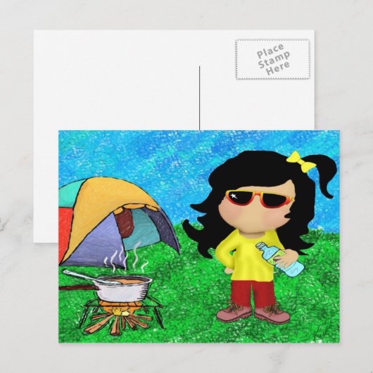 Happy Camper Briefkaart (Voorkant / Achterkant)