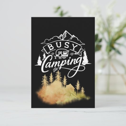 Happy Camper Busy Camping Bedankkaart (Staand voorkant)