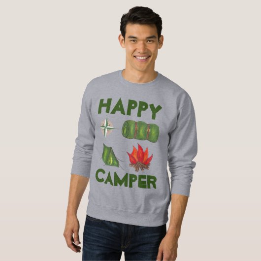 Happy Camper Caming Enthousiast Tent Compass Trui (Voorkant volledig)