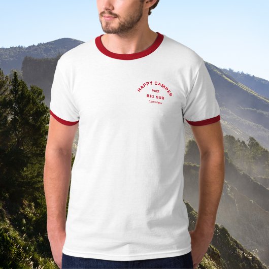 Happy Camper Camp Weekend Retro Red Ringer T-shirt