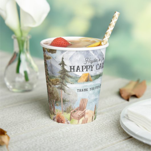 Happy Camper | Campagne op papierbekers Papieren Bekers (Insitu)