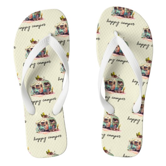 Happy Camper  Camper RV Waterverf Teenslippers (Voetbed)