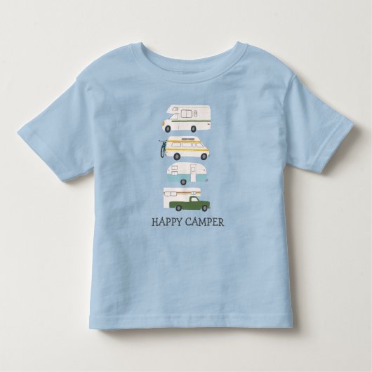 HAPPY CAMPER Campervan vanlife RV Trailer CUSTOM Kinder Shirts (Voorkant)