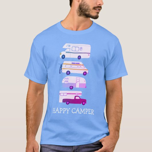 HAPPY CAMPER Campervan vanlife RV Trailer CUSTOM T-shirt (Voorkant)