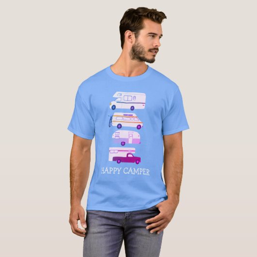 HAPPY CAMPER Campervan vanlife RV Trailer CUSTOM T-shirt (Voorkant volledig)