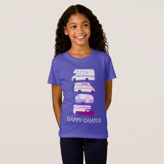 HAPPY CAMPER Campervan vanlife RV Trailer CUSTOM T-shirt (Voorkant volledig)