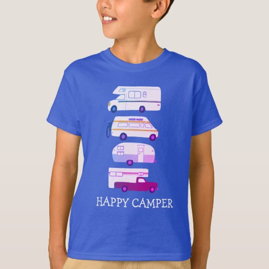 HAPPY CAMPER Campervan vanlife RV Trailer CUSTOM T-shirt (Voorkant)